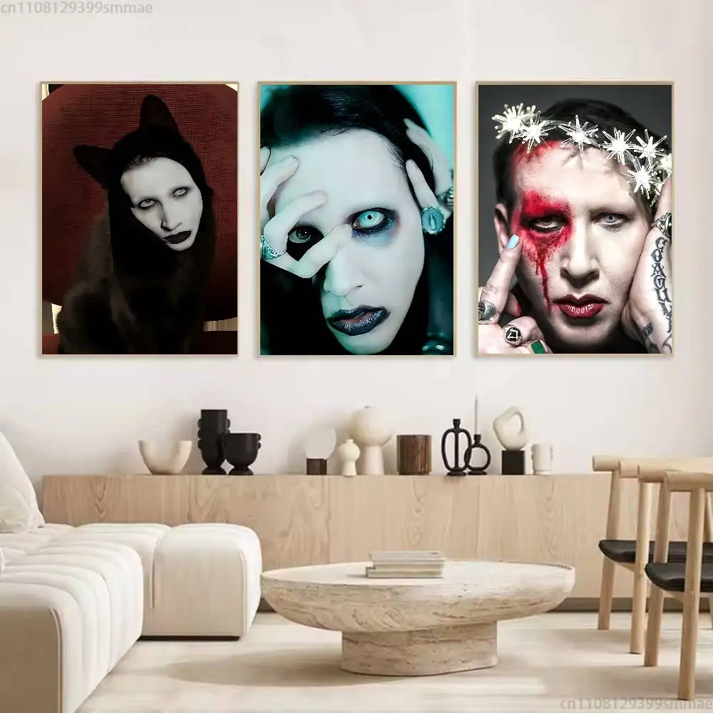 M-MarilynS M-MansonS new group Poster HD home decor sticky wall waterproof home living room bar aesthetic decor
