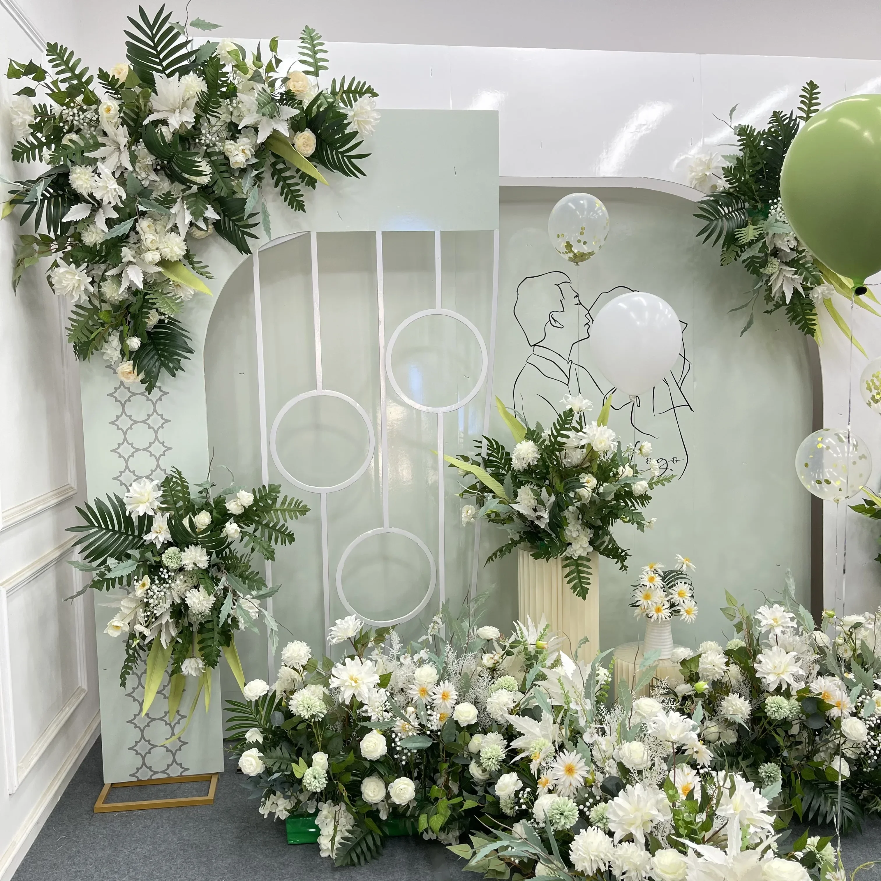 Artificial Flower Wedding Arrangement Decor Road Lead Table Flower Ball Romantic Hanging Flower Row Arch Layout Celebration Deco