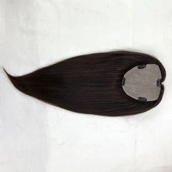 Virgin Human Hair Silk Top Injected Skin Base Toupee Natural Scalp Fine Hairpiece Clips in Hair Topper for Women Hair