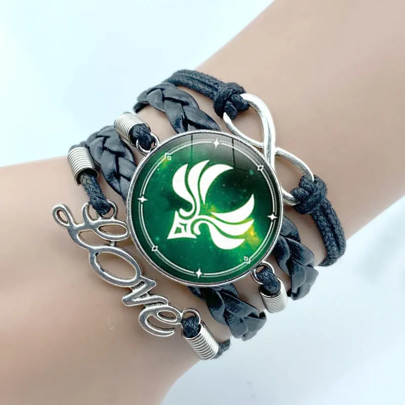 Genshin Impact Cosplay Bracelet Anime 7 Elements Hand Knitting Bracelets Lover Xmas Gifts