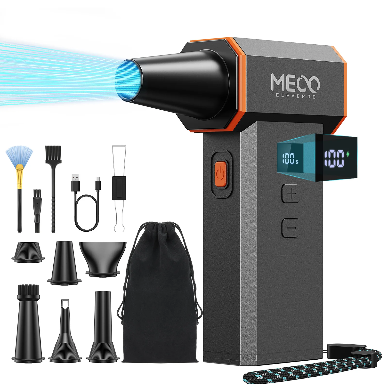 ME-CA3 220,000 RPM Electric Air Duster with Stepless Speed Adjustable LED Dual Display Cordless Dust Blower for Computer Home