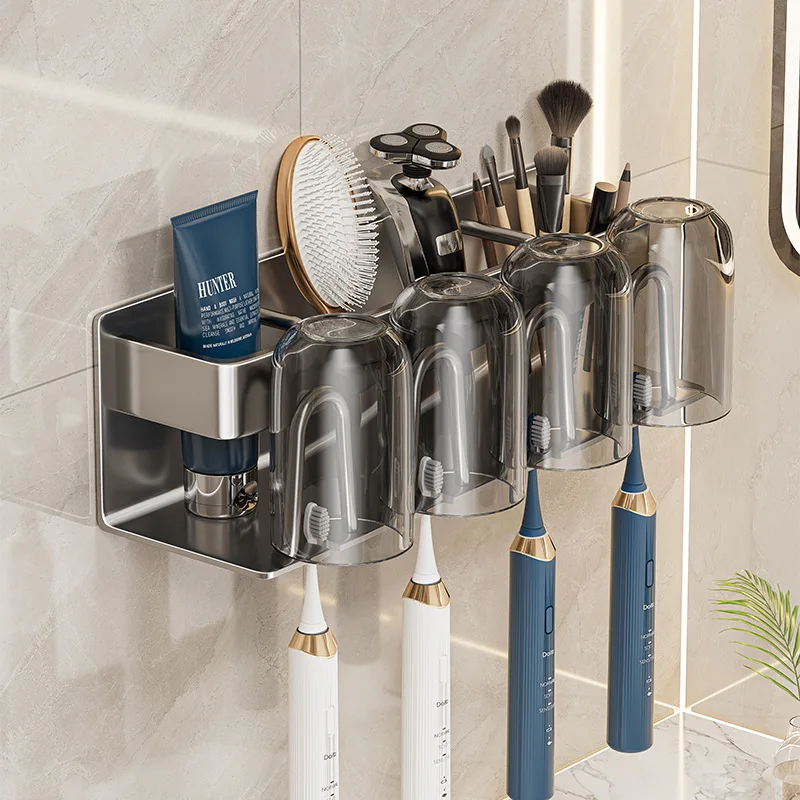 

Toothbrush storage rack, aluminum bathroom wall mounted toothpaste, mouthwash cup storage rack, electric toothbrush rackS,