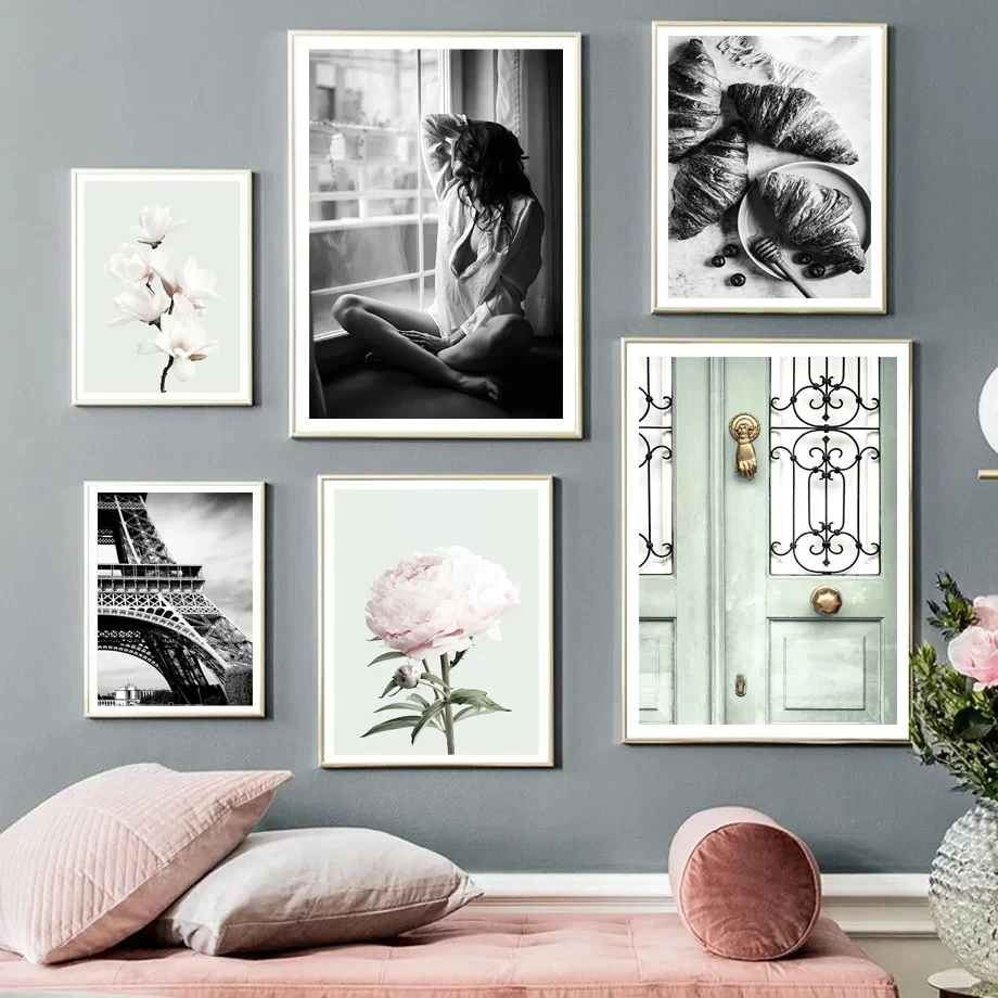 Wall Art Poster Tower Paris Sexy Woman Mulan Oil Painting Nordic Prints Living Room Bedroom Home Decoration Wall Painting