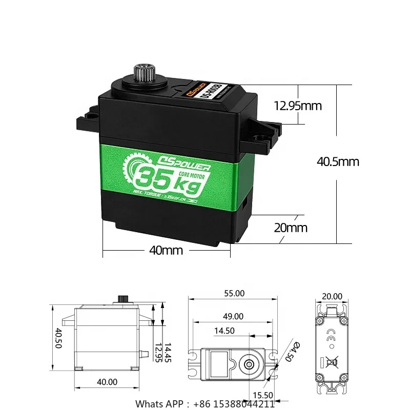 35KG High Torque Waterproof Half Aluminum Frame Toy Remote Control Car Model Robot Metal Steering Gear Servo Motor