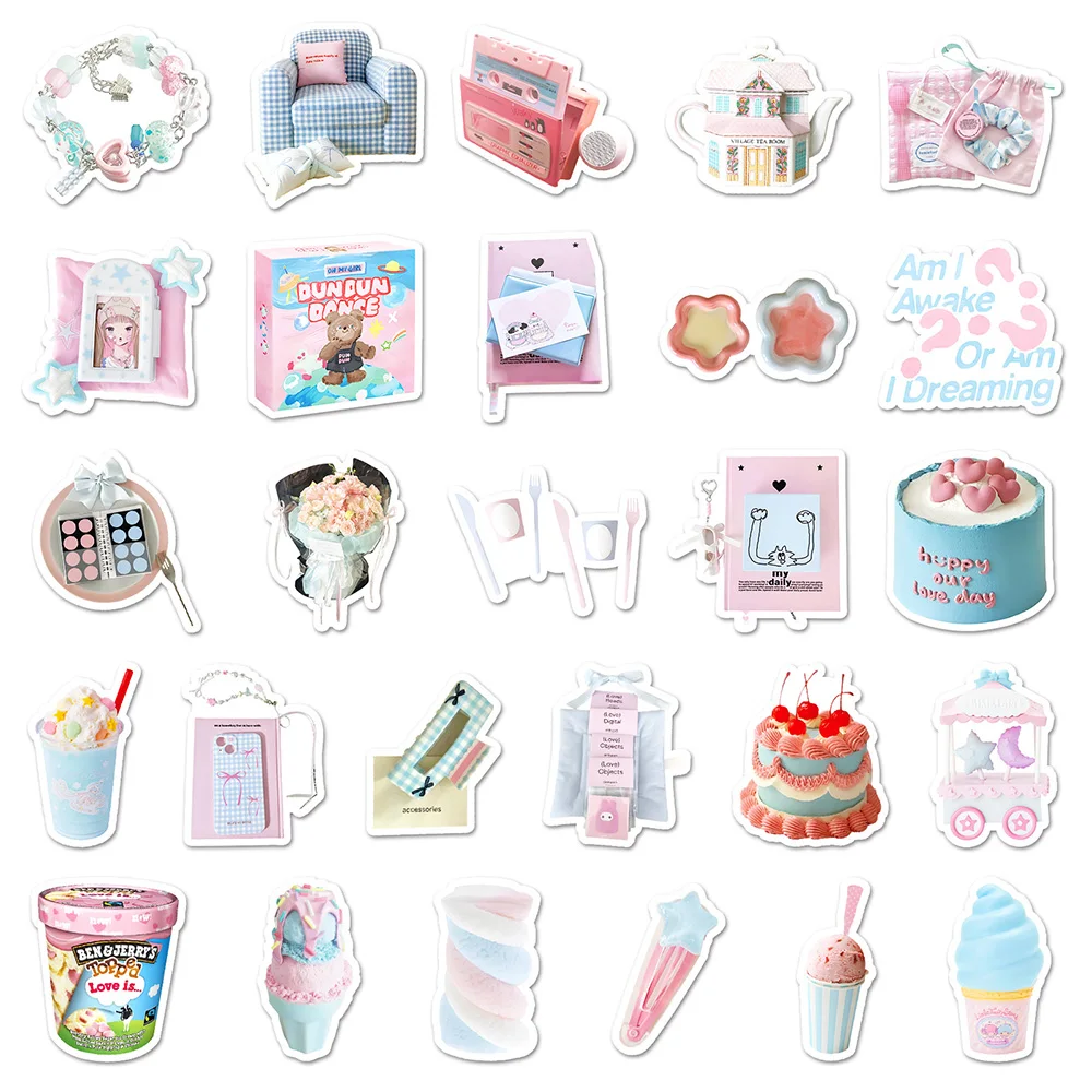 10/30/52 قطعة لطيف الوردي الأزرق Ins نمط ملصقات Kawaii الكرتون الديكور DIY بها بنفسك الأمتعة المحمول دفتر الدراجة الهاتف الاطفال لعبة الكتابة على الجدران #5