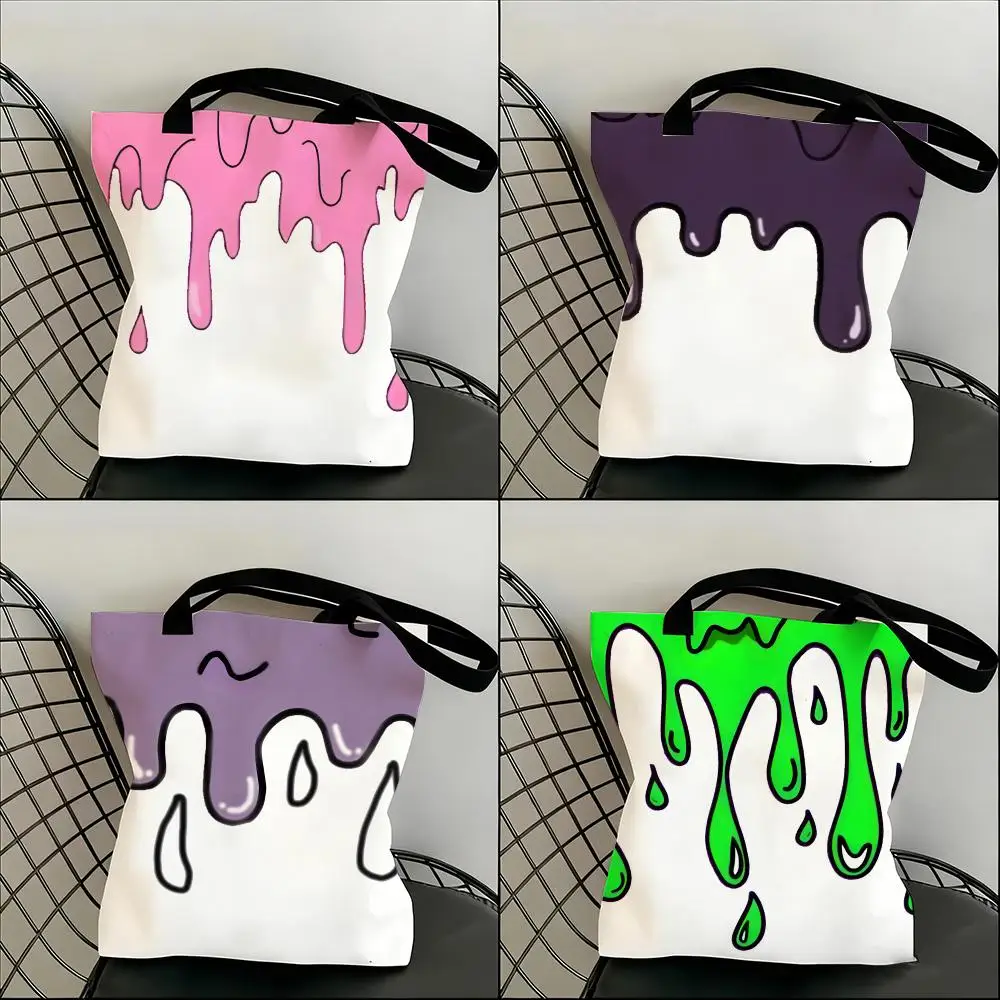 

Colored thermal paint Storage Bags Lightweight Canvas Shoulder Shopper Fashionable Eco Multi Use Tote with Large Capacity