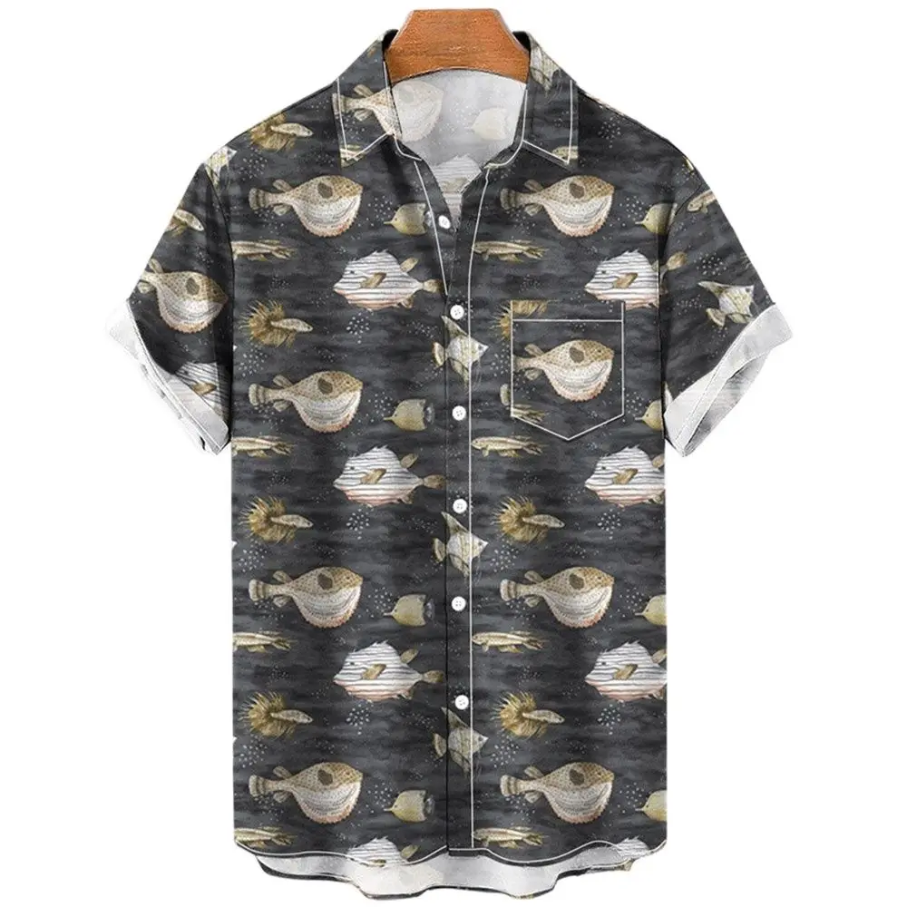 Summer Men\'s Shirt Animal Seahorse Fish Love Loose 3d Hawaiian Shirt  Clothing For MenTops Cute Casual Short-sleeved Clothes