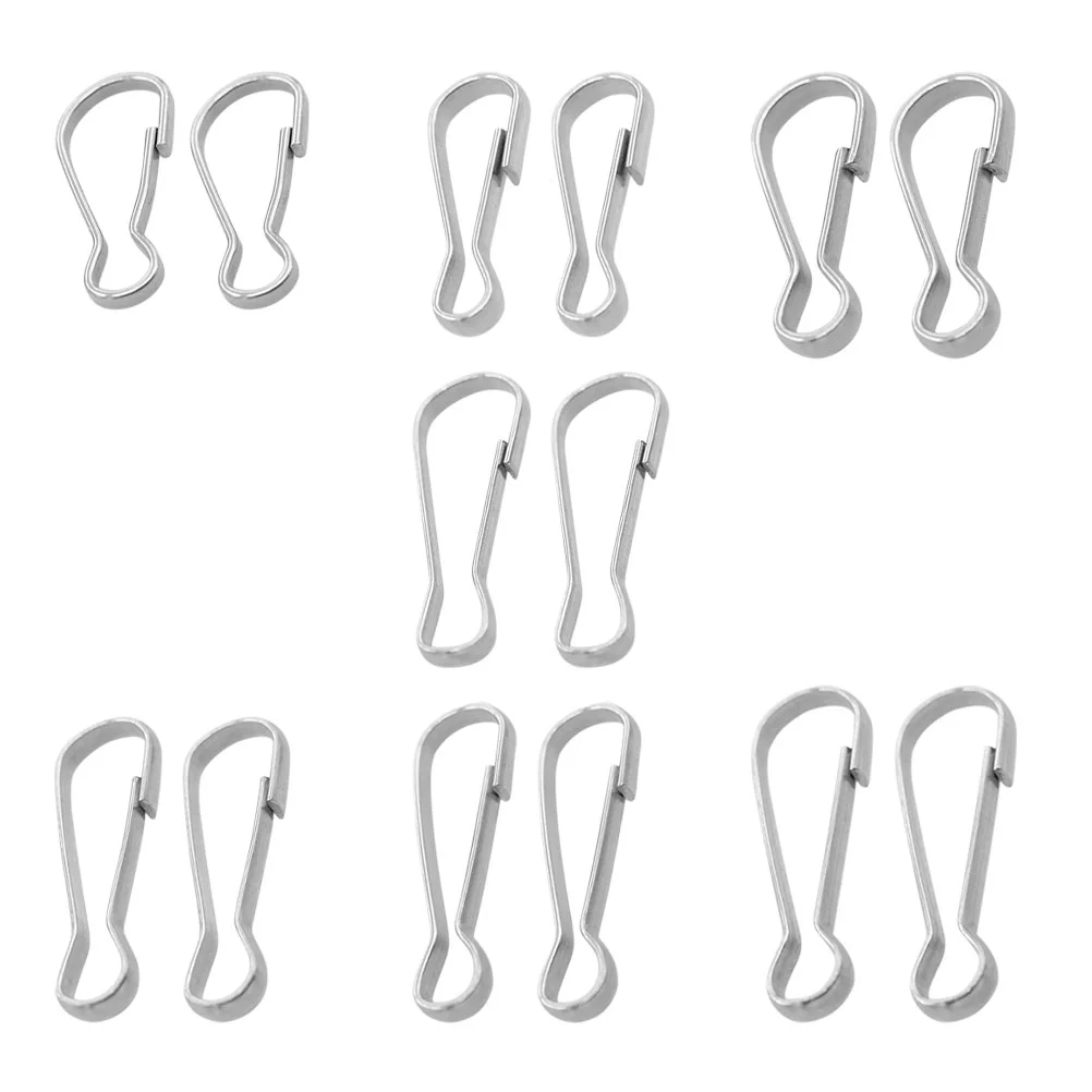 30 Pcs Hook Stainless Steel Keychain Flag Pole Clips Mini Carabiner Lanyard Hooks Silver Small Clasp