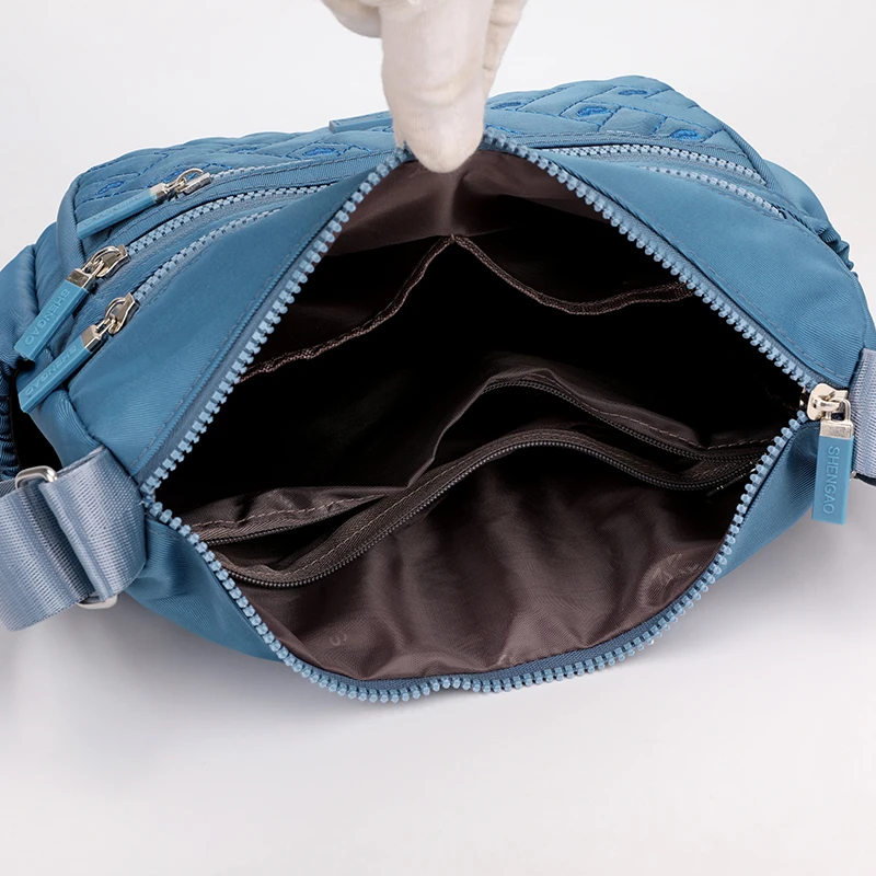 Borsa a tracolla in Nylon con cerniera da donna, borsa a tracolla impermeabile di grande capacità in tinta unita per donna e ragazza per viaggiare e