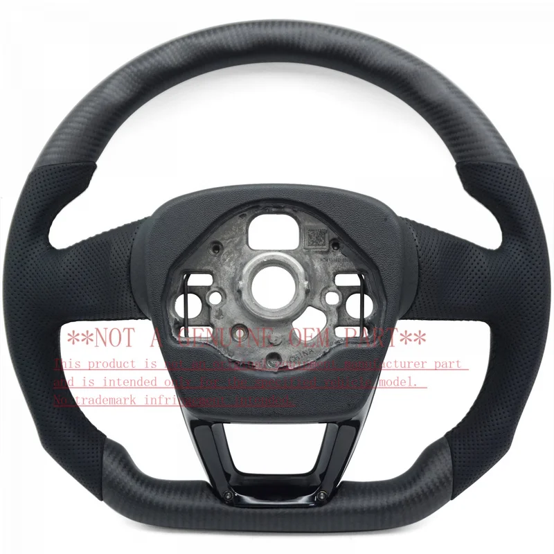 For Audi Steering Wheel Horn Cover Q3 RS Mark Matte Carbon Fiber Half Perforated Gloss Black Black Line Non Heated Decorative