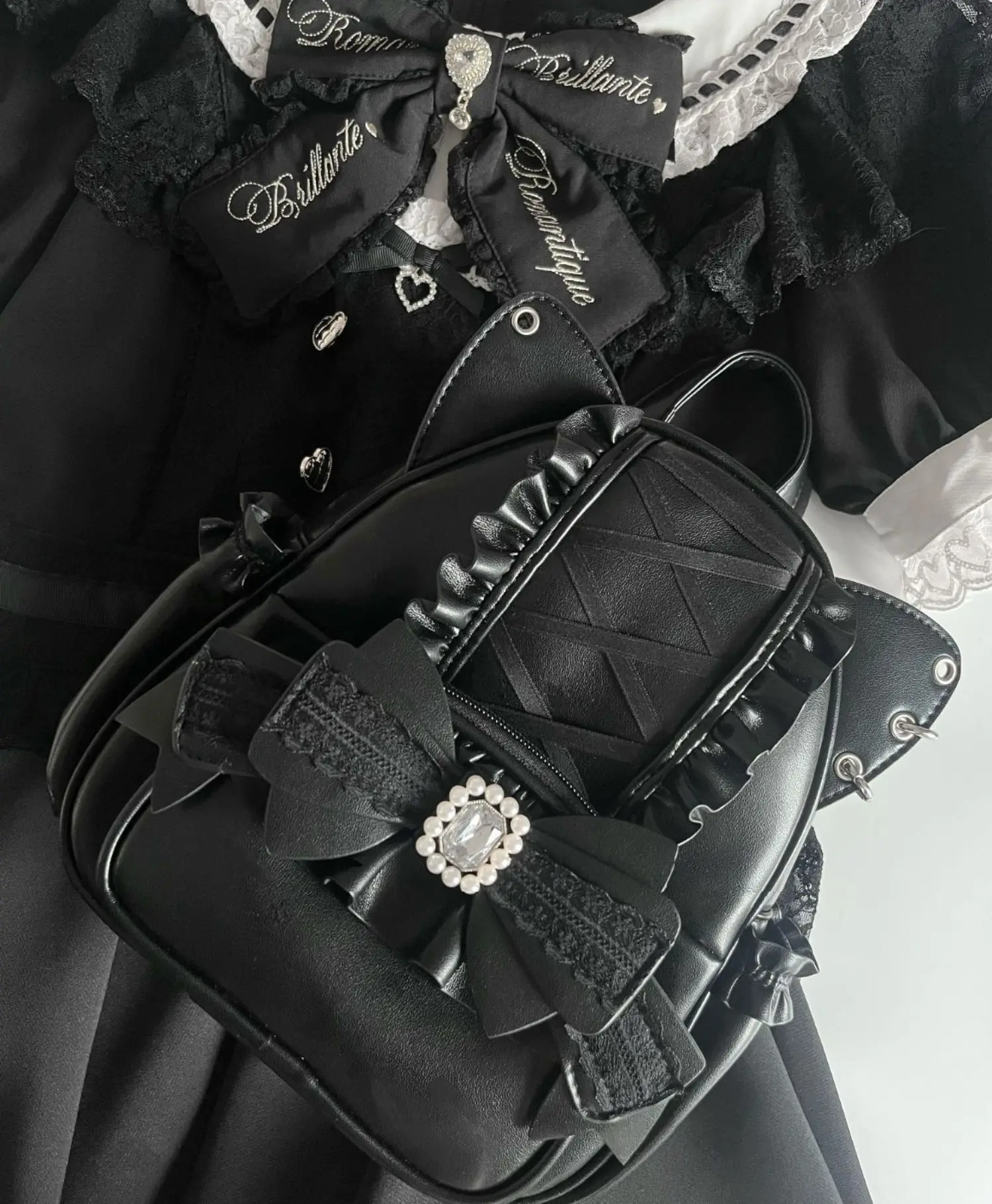 Backpack Cat Ear Diamond Bow Ruffles Bags Women Japanese Subculture Mine Style Versatile Sweet Cool Girl Lolita Kawaii Back Pack