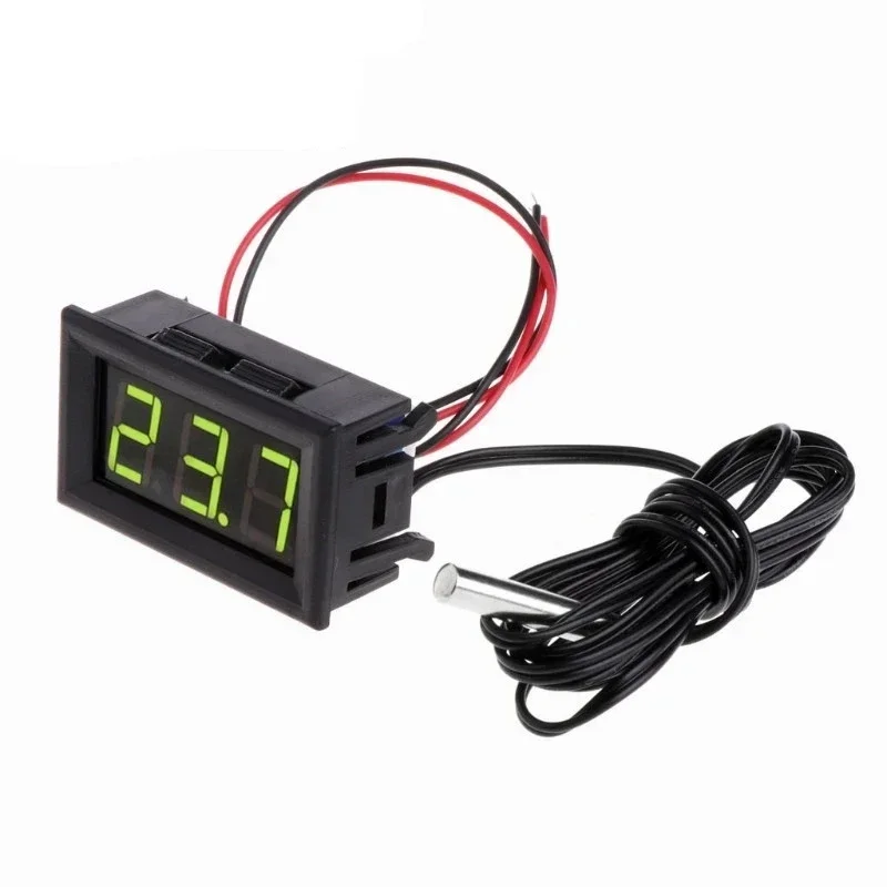 DC 12V Mini Digital LED Thermometer for Car Temperature Monitor Panel Meter Measuring Range -50-110C with Temperature Probe