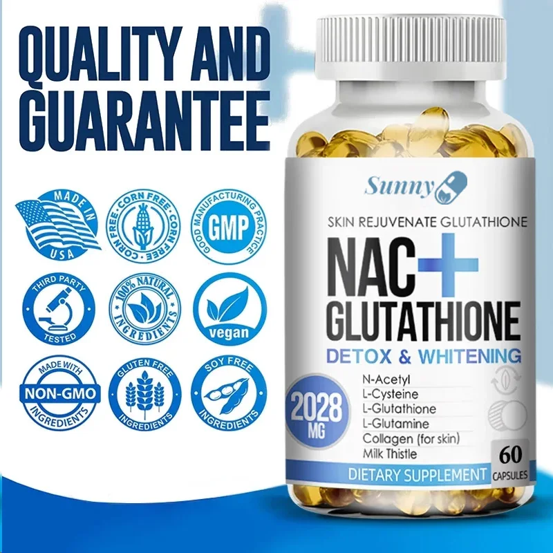 مكمل NAC L-Glutathione يدعم البشرة الجميلة والبشرة الصحية ومضادات الأكسدة والمناعة والصحة العامة