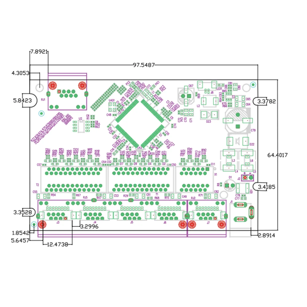 OEM PBC 8 Port Gigabit Ethernet Switch 8 Port Met 8 Pin Cara Header 10/100/1000 M Hub 8way Power Pin Papan Pcb OEM Schroef Gat