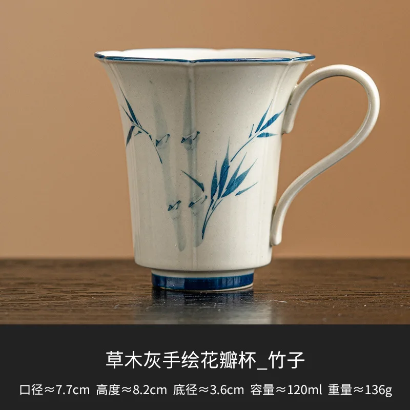 Petal Cup Korean Ins Style Hand-painted Ceramic Mugs Hand-painted Flower Coffee Cups Milk Tea Cup Valentine's Day Gift