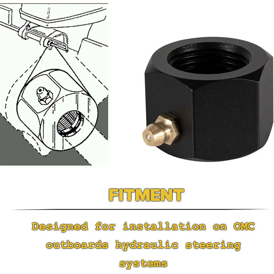 New Marine Steering Tube Cable Grease Nut for Yamaha Tohatsu Mercury OMC 2861 FSM068