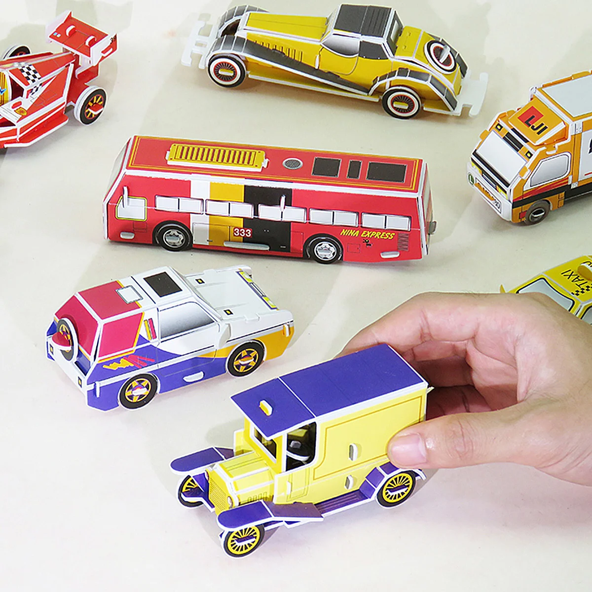 

8Pcs 3D Car Puzzle Creative Handmade Paper Craft Set Educational Kids Car Paper Puzzle for Hand Eye Coordination Learning