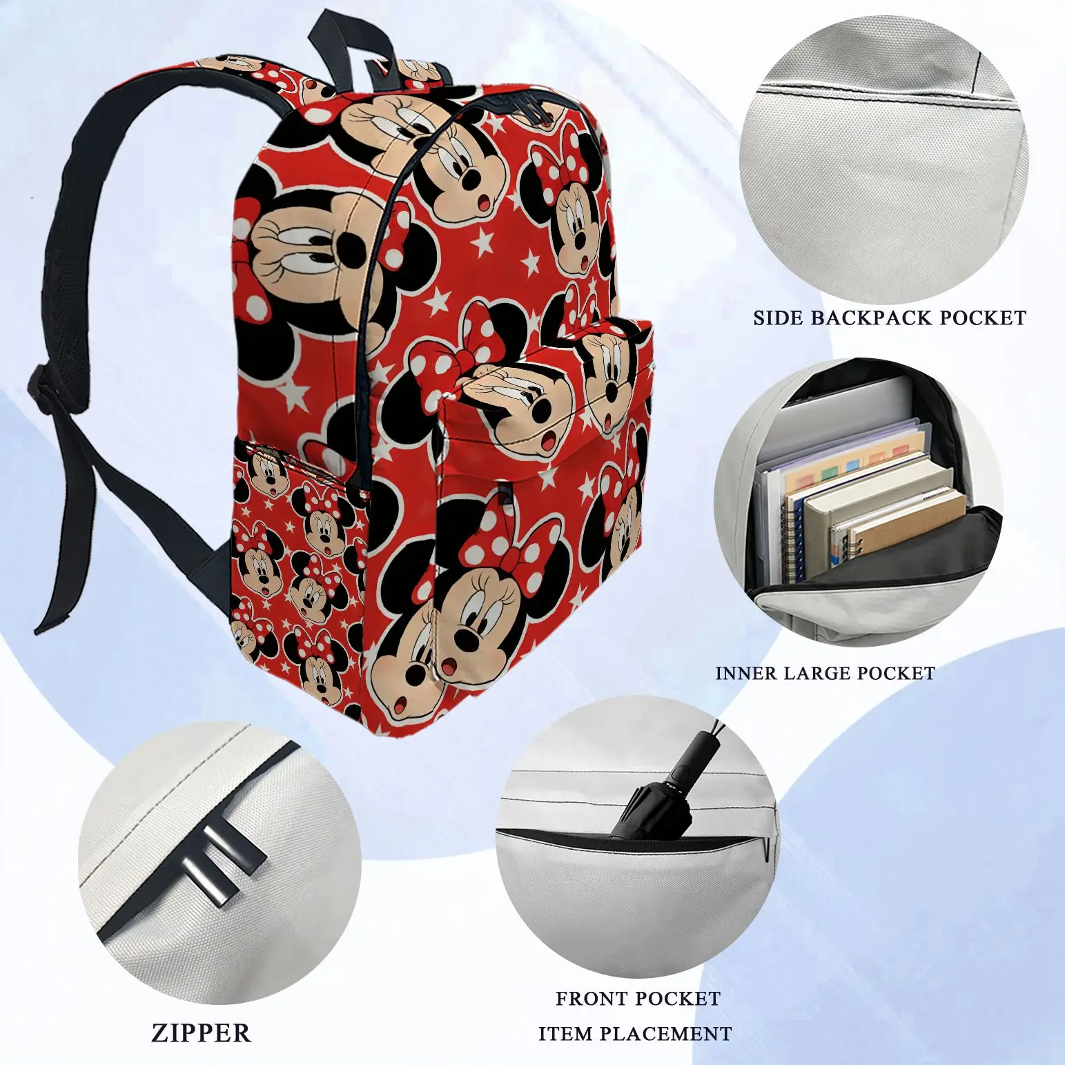 1pc Disney Minnie Backpack, Fashionable and Simple, Unisex, Large Capacity, High-Quality Gift