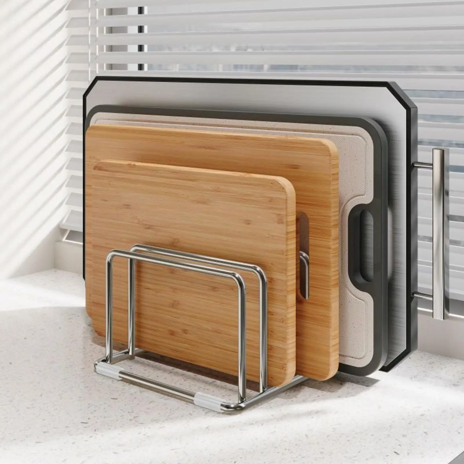 Cutting Board Holder Stainless Steel Rustproof Organizer Cutting Board Organizer for Offices Books Files Cookware Pans Home