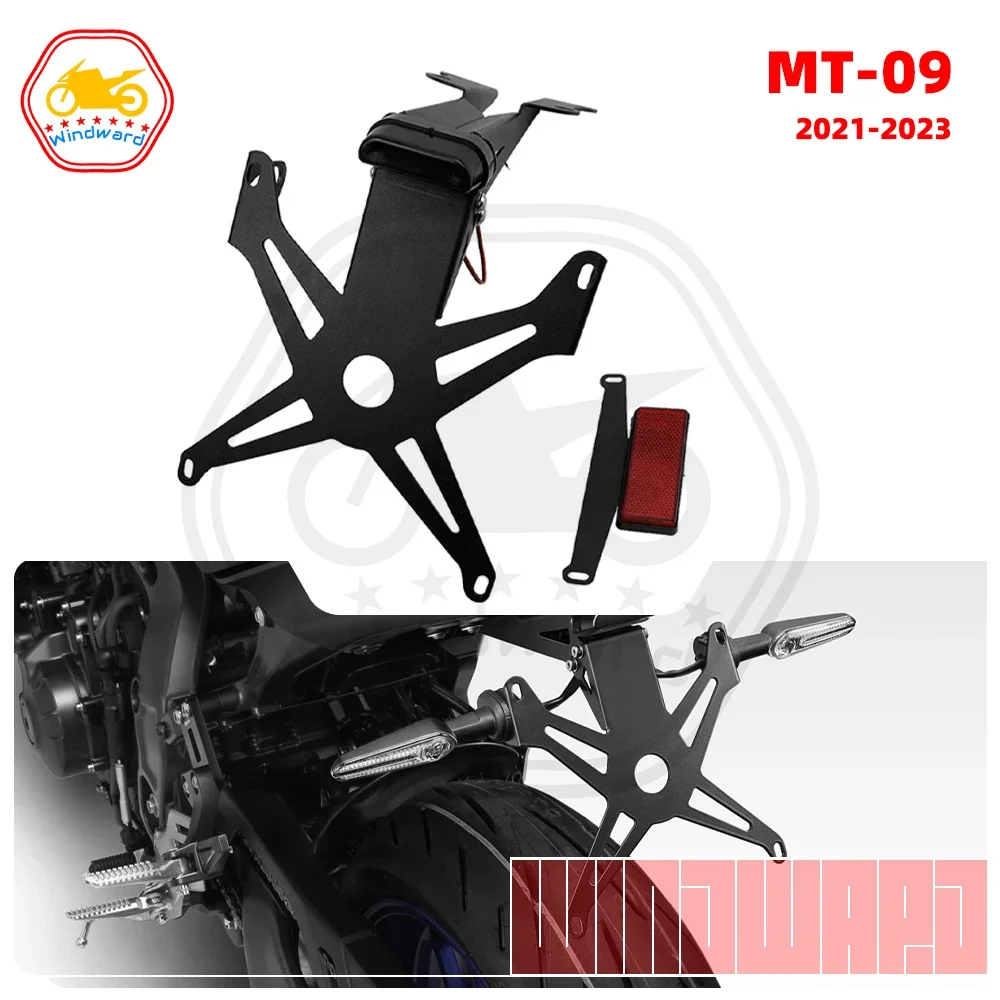 

Fit For YAMAHA MT-09 SP MT09 2021-2023 Motorcycle License Plate Holder with LED Light Rear Tail Neat Baffle Eliminator Accessory