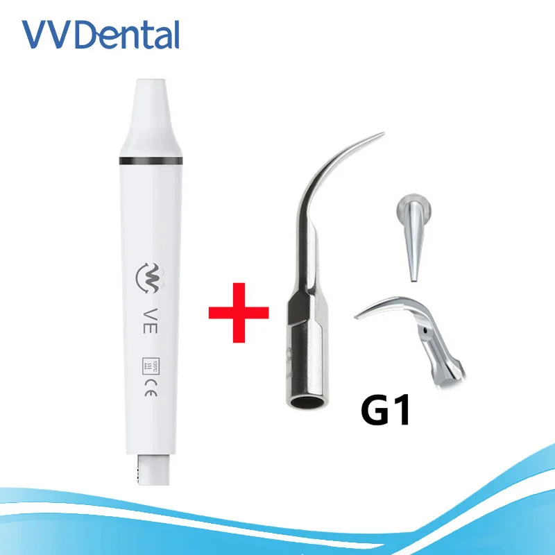 Dental Ultrasonic Piezo Scaler Handpiece Ultrasound Scaler Handle with Tip G1 for WOODPECKER UDS Detachable Teeh Cleaning Tools