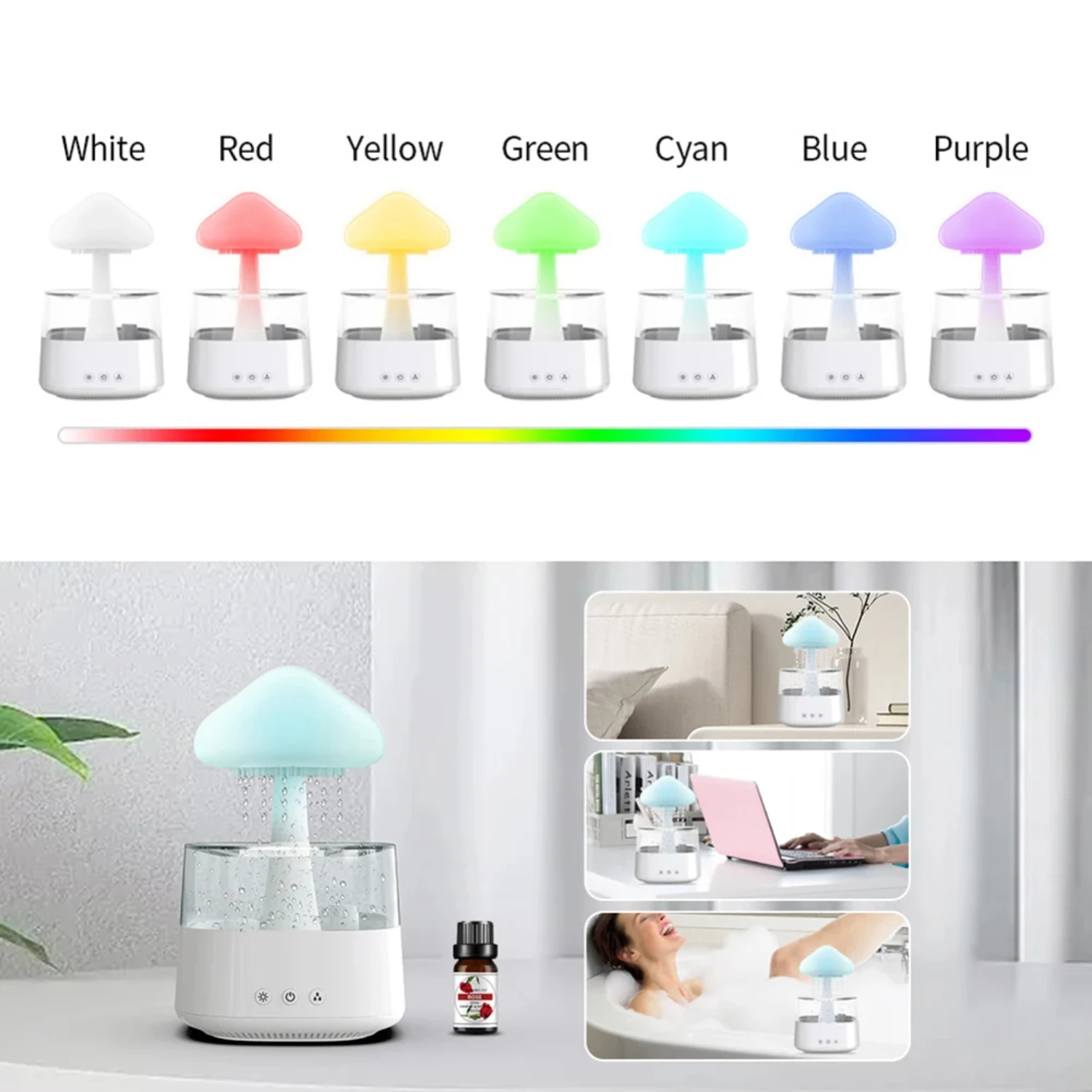 New Enhance your space with a calming, vibrant Mushroom Rain Cloud Air Humidifier Diffuser. Immerse yourself in the tranquil sou