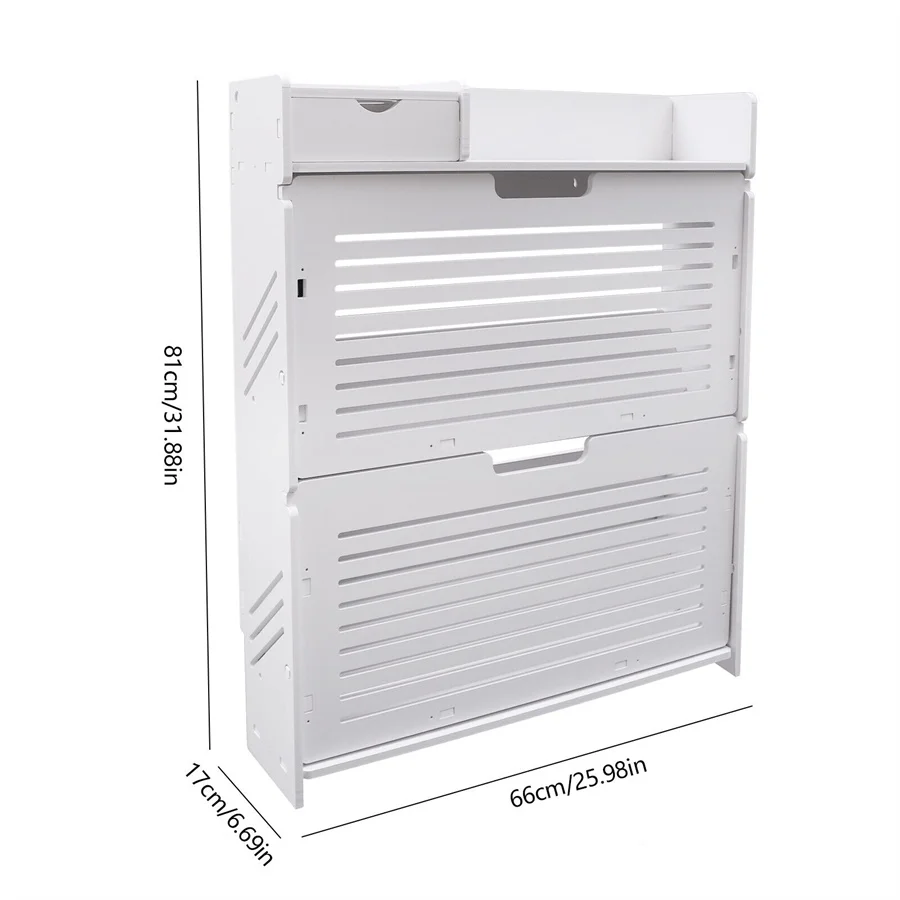 3 Layers Modern PVC Shoe Cabinet Tipping Bucket Storage Organizer Shoe Rack Shoe Shelf Storage for Entryway Living Room