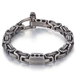 Stainless Steel Byzantine Chain Bracelet Men Fashion Male 19cm Wrap Bangle Biker Waterproof Link Wristband Jewelry