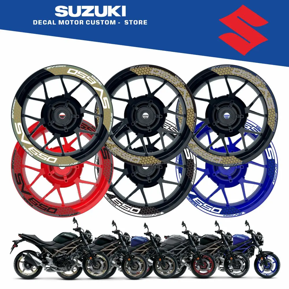 

8 шт., наклейки в полоску на передний + задний обод, наклейки на колеса, наклейки из 2 частей, наклейки для SUZUKI SV650 SV 650