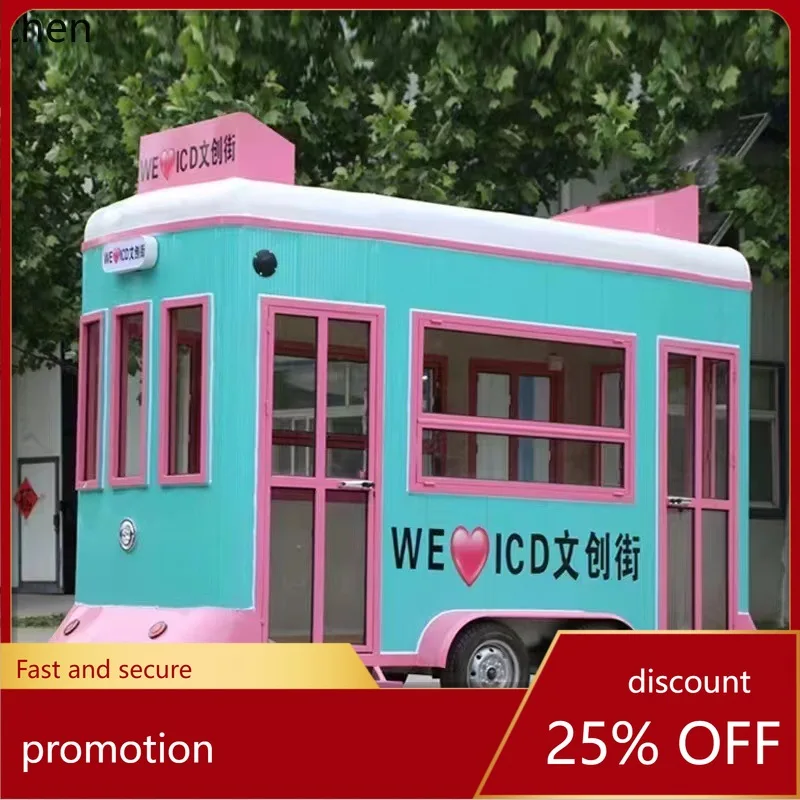 CZ Hand-Pushed Mobile Food Cart Street Scene Four-Wheel Mobile Catering Stall Multi-Functional Hand-Pushed Food Cart