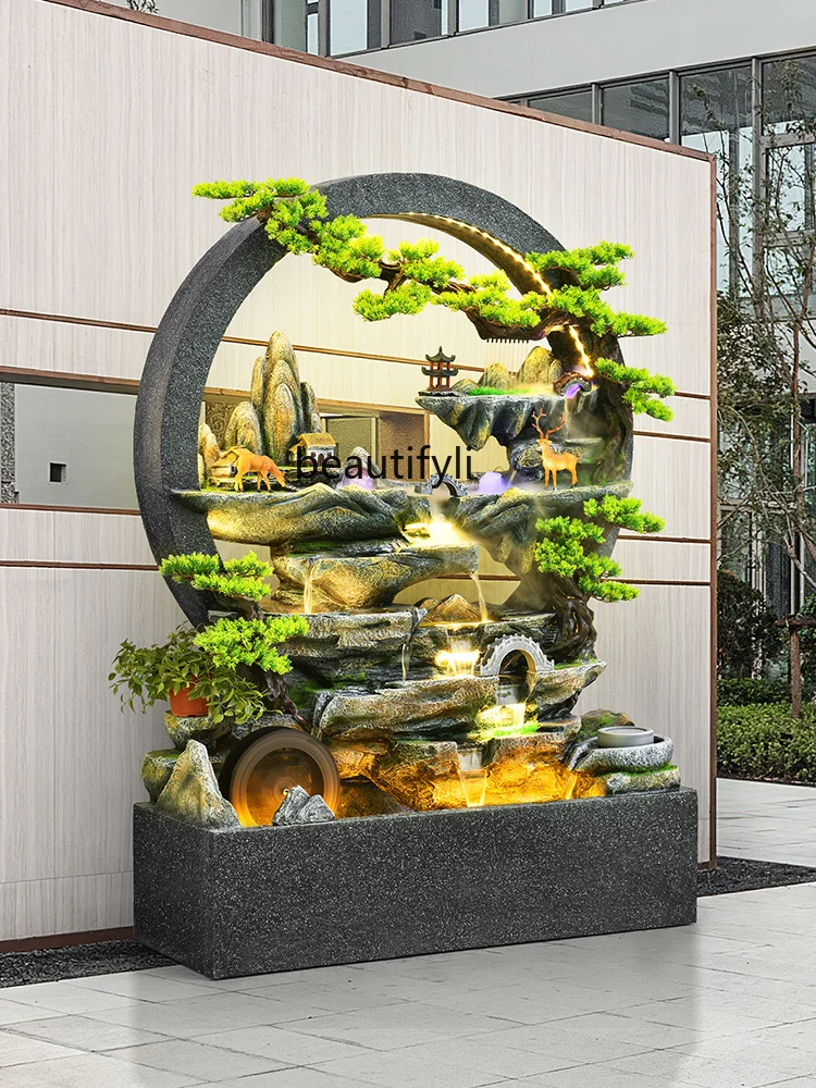 

Водяная занавеска для гостиной, настенный экран для воды, аквариумный большой напольный орнамент, каменная вода, ландшафтный фонтан