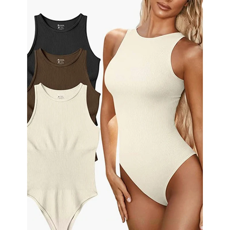 Jumpsuit Skinny Sexy Sleeveless Solid Thin Bodysuits Casual Tank Top Lady Trend All-match Simple Vest Women Clothing T-shirt New