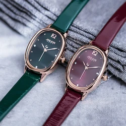 Cute Elegant Green Women's Watch Japan Mov't Lady Hours Fine Fashion Real Leather Bracelet Girl's Gift Julius Box