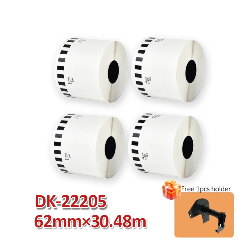 

4 Rolls Thermal Paper DK-22205 Label 62mm*30.48m 2205 Compatible Brother Label Printer DK22205