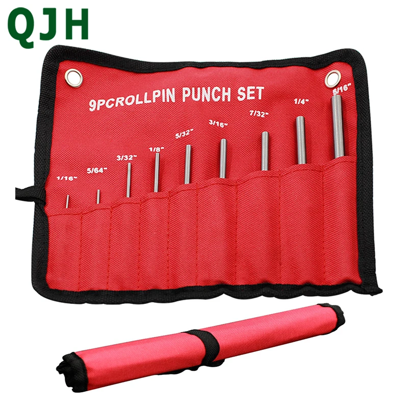 9PCS pin Punch Set Round Punch Pieces Roll Pin Punch Set Gun Bolt Catch Roll Pin Punch Tool Kit