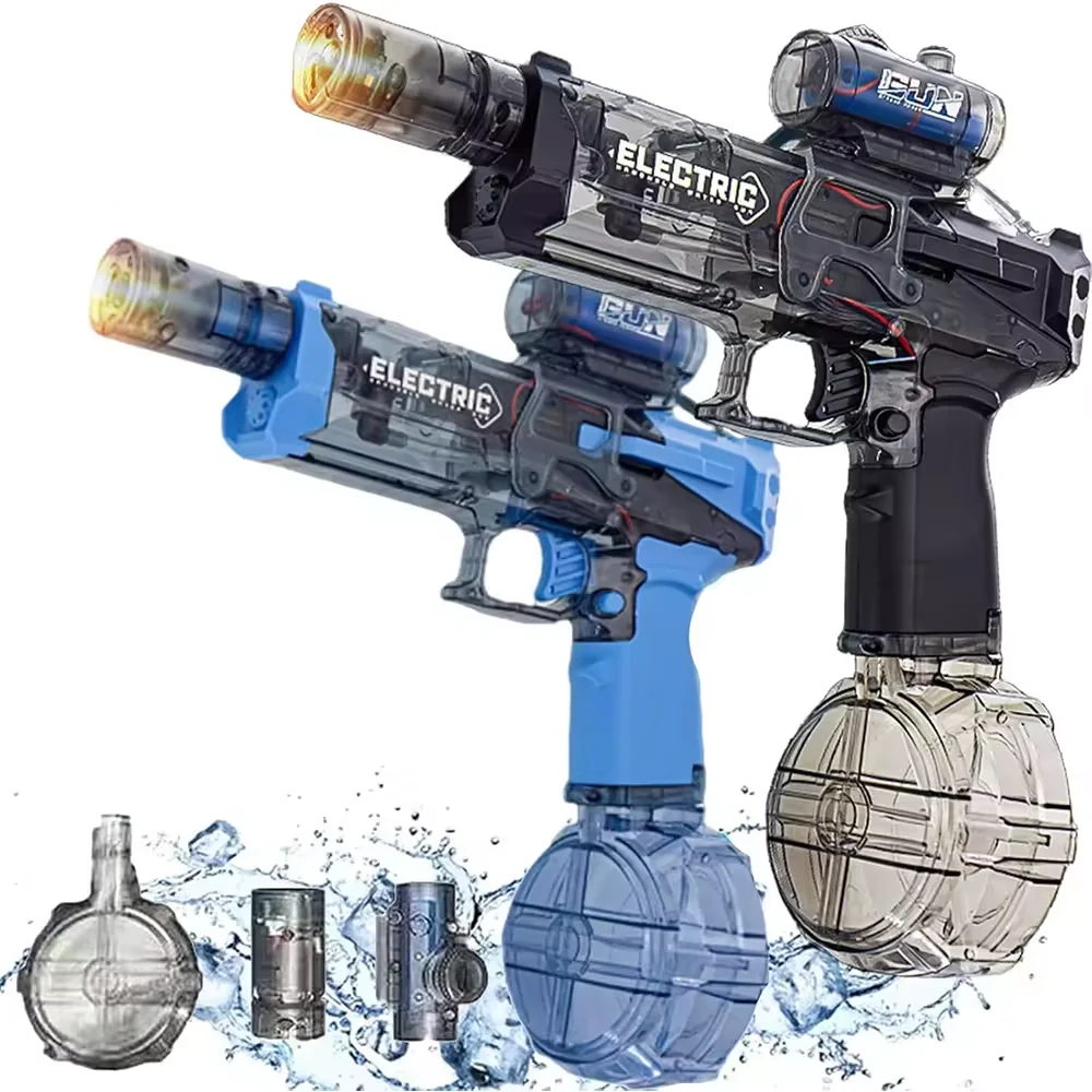 

New Lightweight Electric LED Water Gun High-pressure Full Automatic Laser Flame Shooting Water Gun Outdoor Toys for Kids & Adult