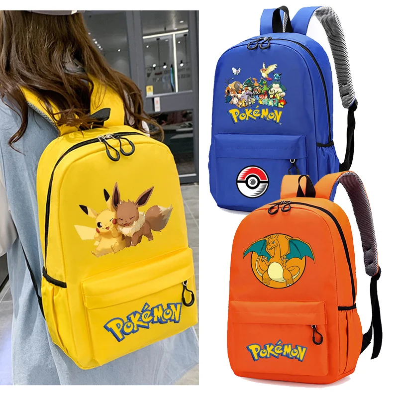 

Pokemons Backpack Anime Print Schoolbag Student Supplies Large Capacity Bookbag Cute Portable Colorful Knapsack Boys Girls Gift