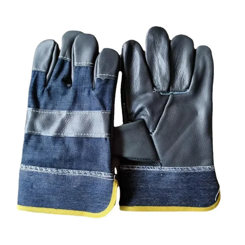 Work Gloves Cowhide Leather Workers Work Welding Safety Protection Garden Sports Motorcycle Driver Wear-resistant Gloves