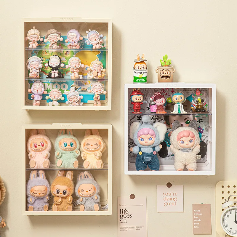 Trendy toy display box, wall mounted doll storage box, cotton doll, plush toy, transparent cabinet