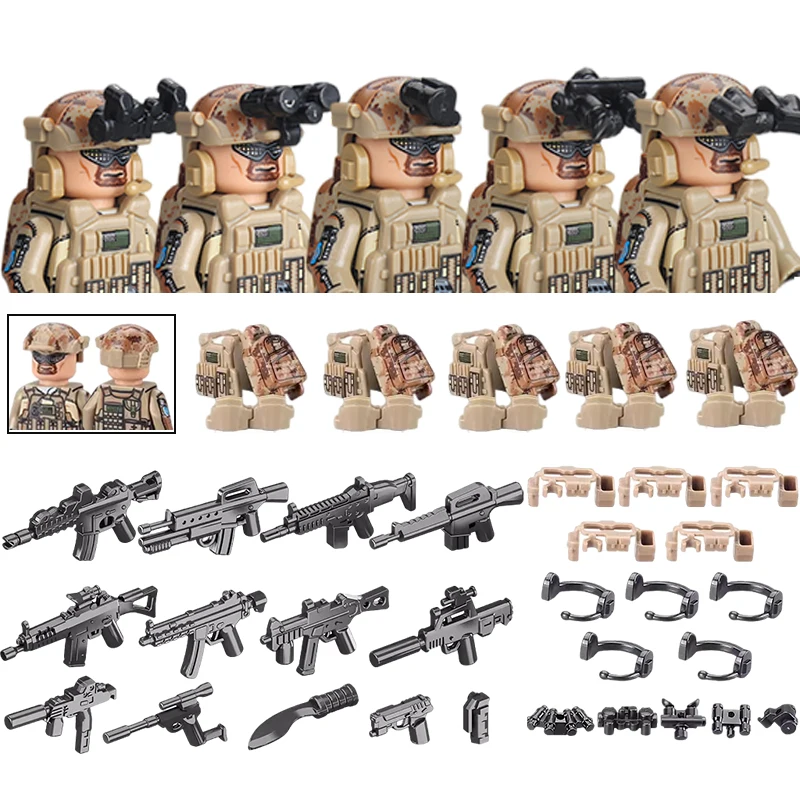 Amerika Armee Kampfuniform Spezialeinheiten Figuren Bausteine Stadt US Special Air Service Soldat Militär Waffen Spielzeug