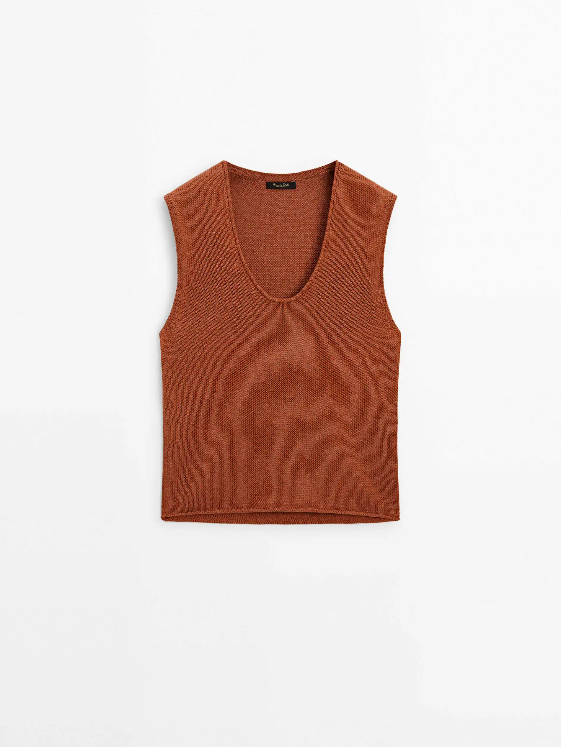 Ethereal MD 2025 Massidutti ฤดูใบไม้ผลิสไตล์ใหม่สีทึบสบายๆ U-คอถักเสื้อกั๊กเสื้อยืด TOP