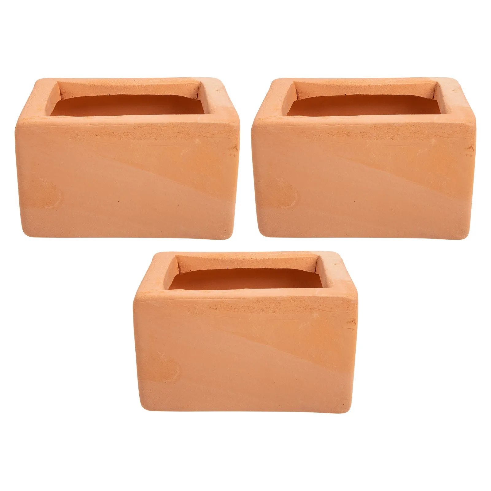 3Pcs Handcrafted Red Pottery Ceramic Flowerpots Unique Succulent Plant Holders Stylish Flower Containers for Desktop Home Decor