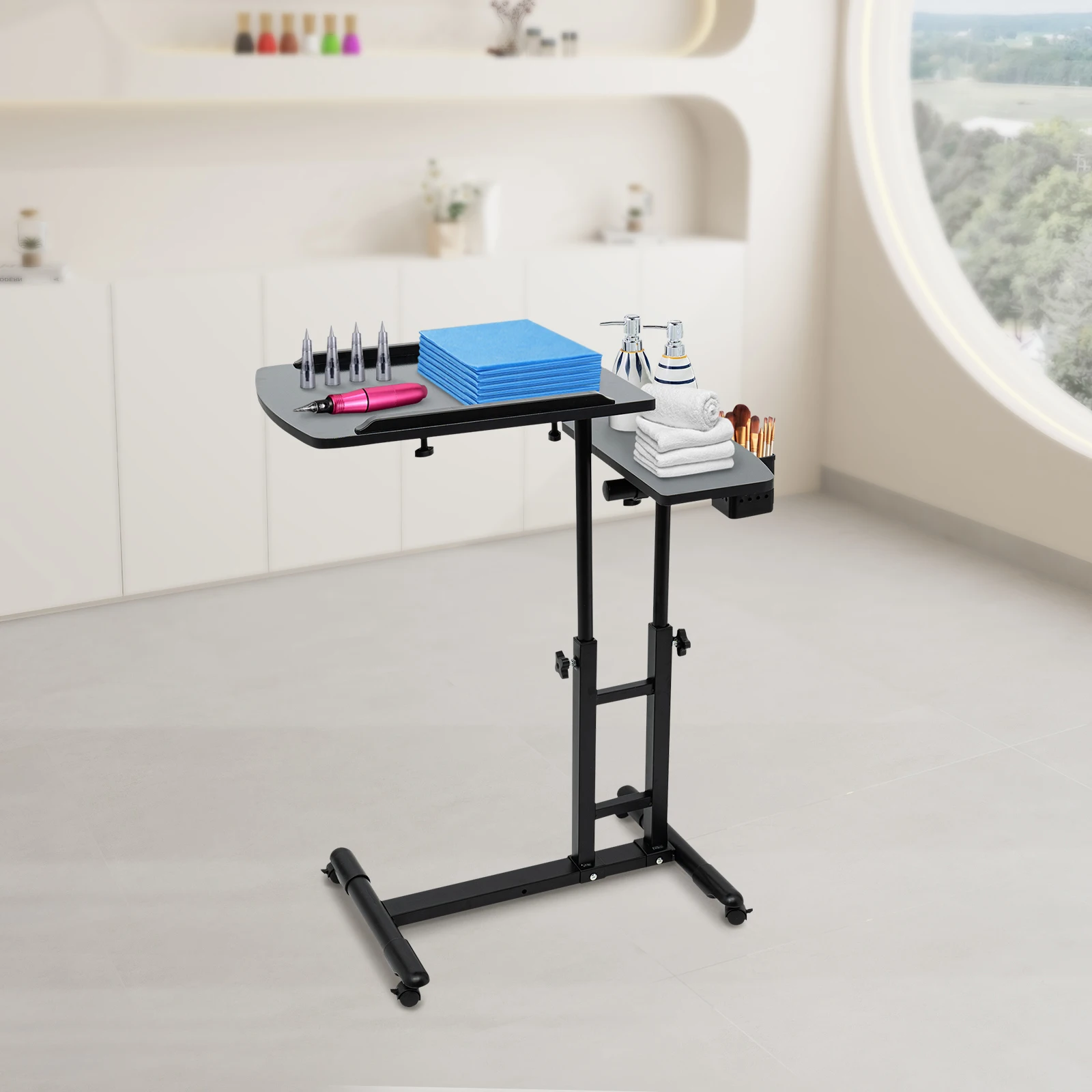 

64x40cm Portable Tattoo Workbench,Mobile Tattoo Workstation for Tattoo Studio,Beauty Salon,Adjustable Height 57.5-90cm