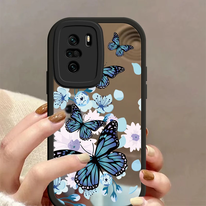 Butterfly   Fasion Phone Case Redmi Note 11 10 10C 9 9A 9C 9T Pro 5G  K40 K60 A1 A2 Pro Plus Makeup Mirror Coque Cover