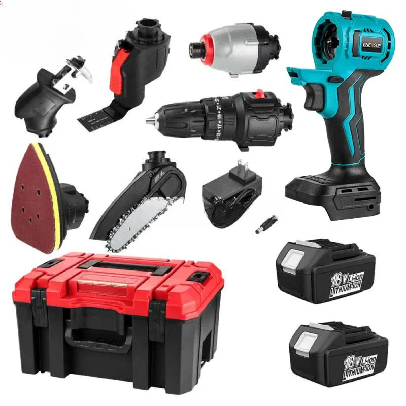 stock 6 In 1 Cordless Impact Drill Sander Reciprocating Saw 4 Inch Chainsaw Impact Driver Power Tool Sets For Garden