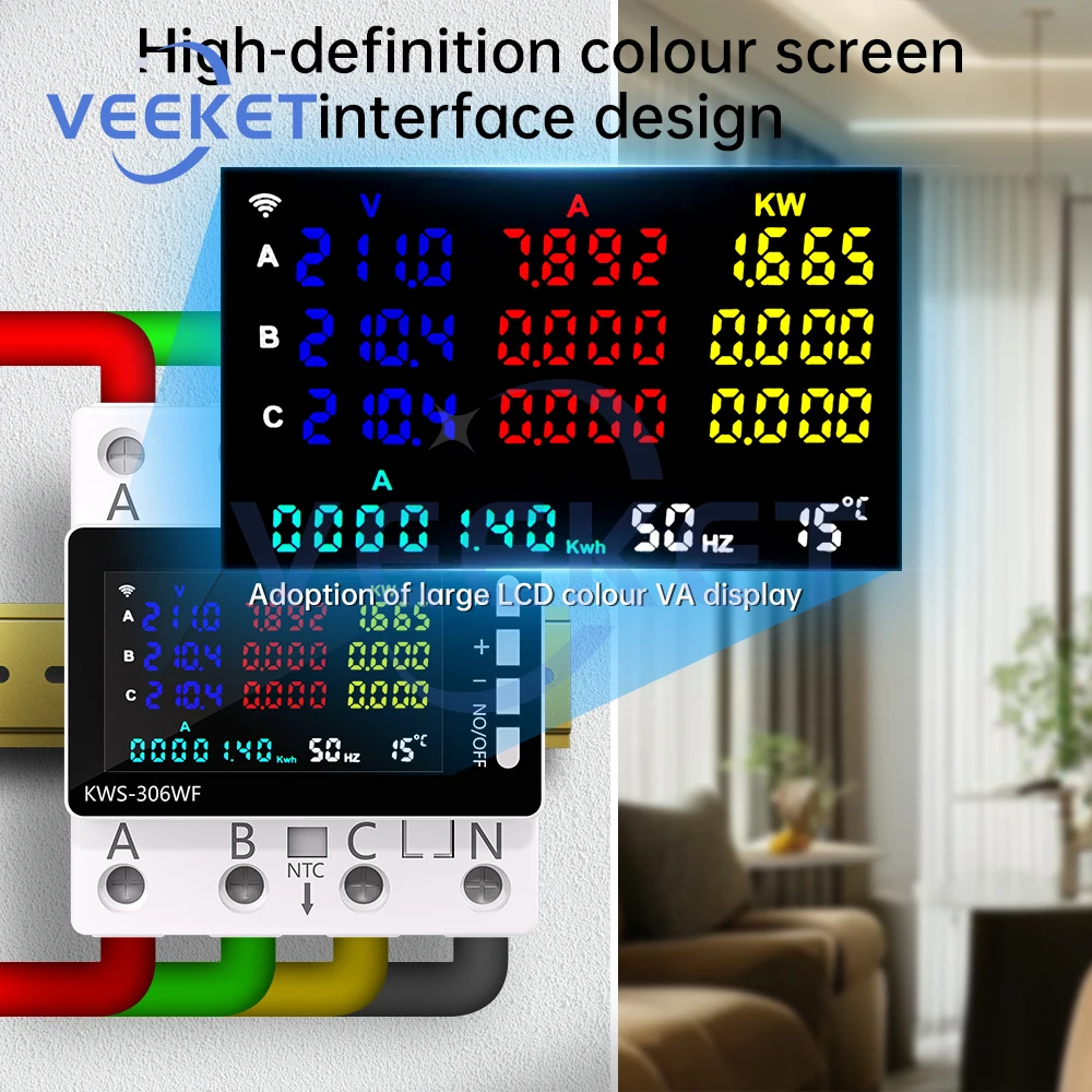 AC85-290V 80A Tuya WIFI Smart Life Voltage Meter KWS-306 KWH Power Energy Meter Electricity consumption Meter APP Remote Control