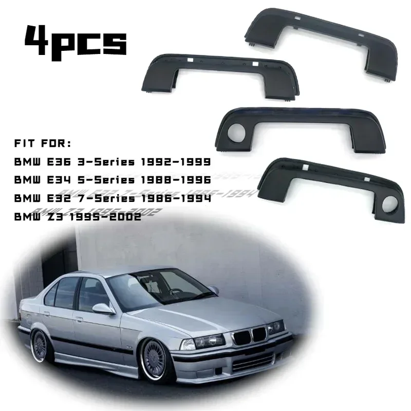 4pcs Exterior Black Door Handle Kit Covers For BMW E36 E34 E32 3 5 7 Series with Rubber Seals Gasket 51218122442 51218122441