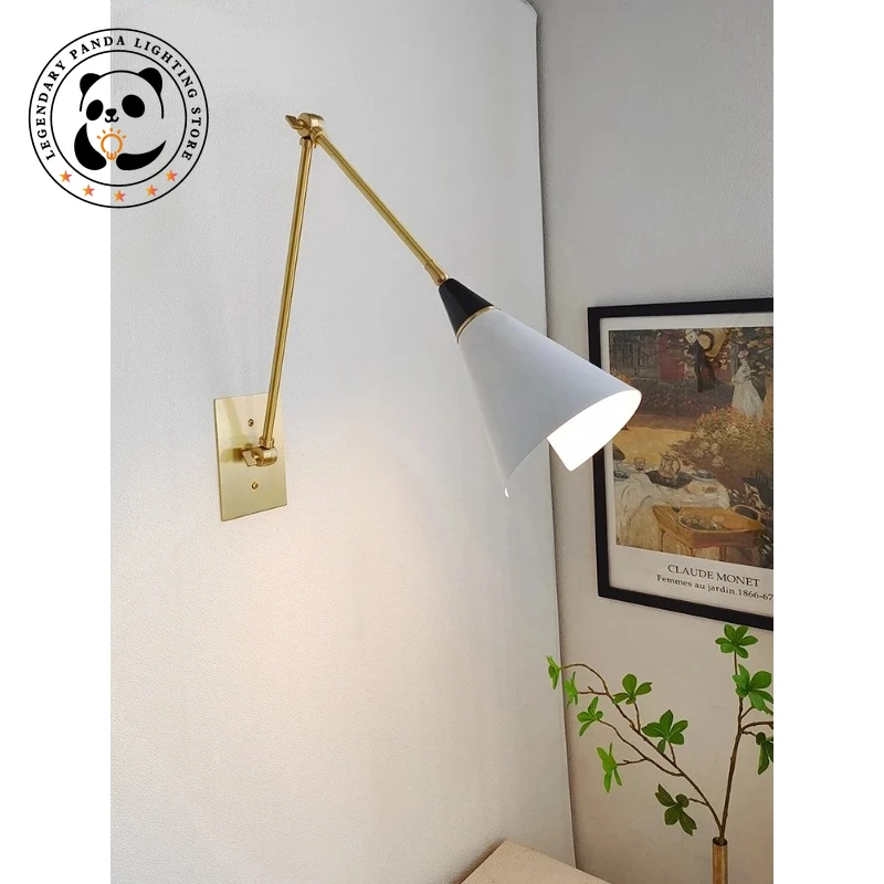 American Brass Wall Lamp Metallic Luster E14 Light Kitchen Living Room Sofas Retro Style Adjustable Swing Arm LED Light Fixtures