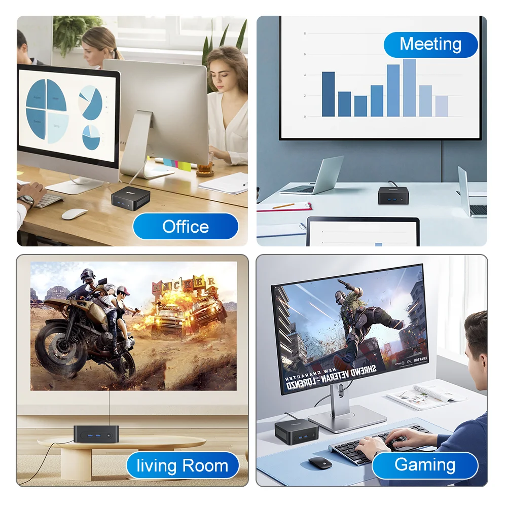 Ninkear N10 Mini PC Computer Intel N100 up to 3.4GHz 16GB DDR4 512GB SSD WIFI HDMI 2.0*2 Support Dual-screen WIindows 11 /Linux
