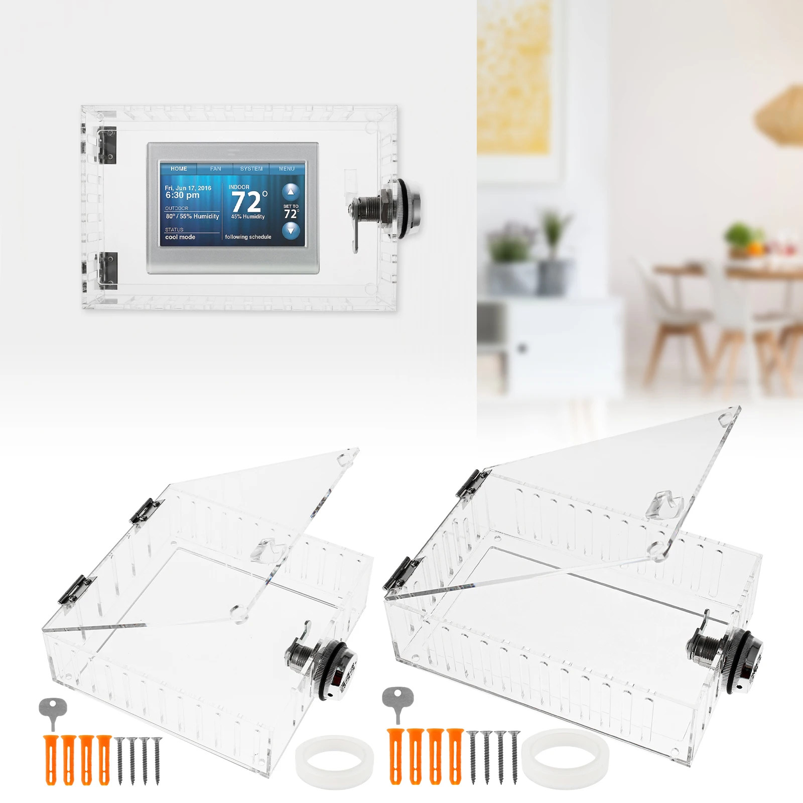 NEW Thermostat Box with Coded Lock Clear Acrylic Thermostat Guard Box Easy to Install Thermostat Cover Thermostat Protective